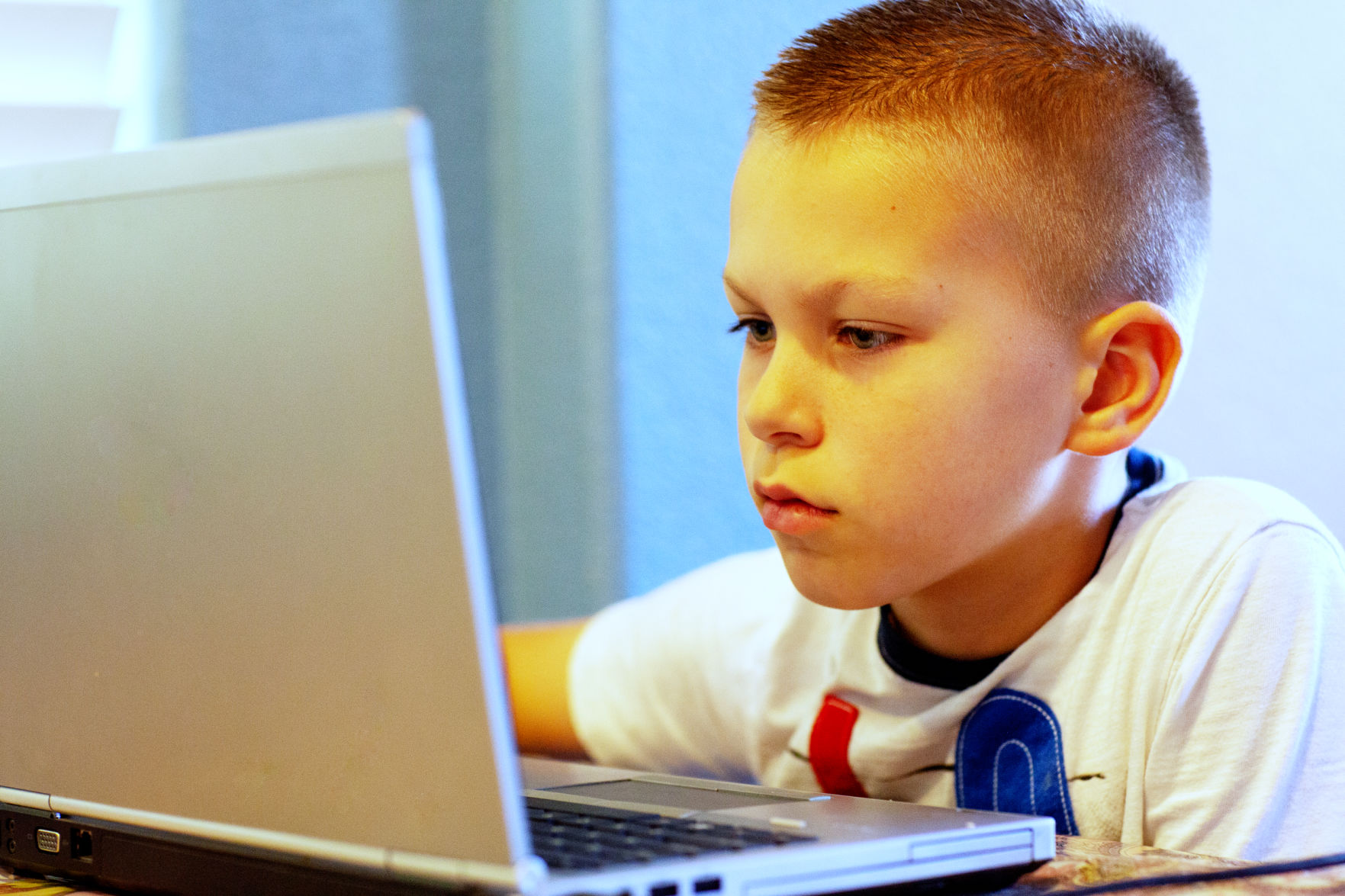 Boy, student, computer, internet, homework, study